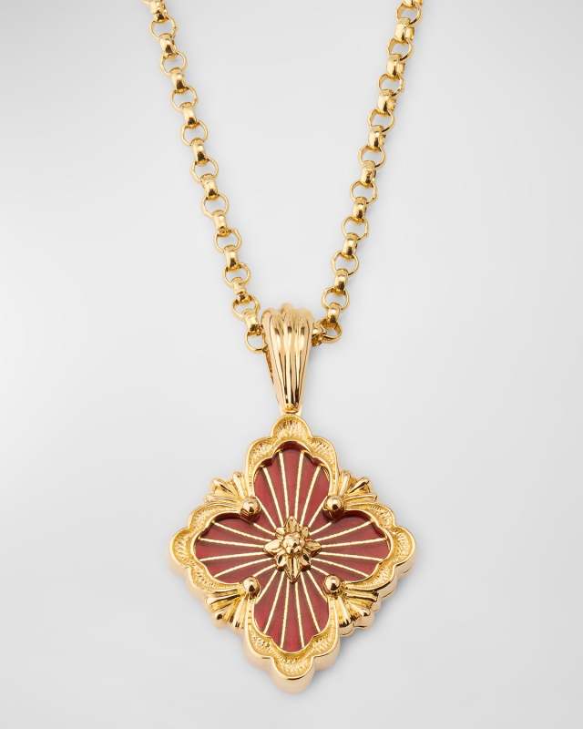 Opera Tulle 18K Yellow Gold Red Enamel Pendant Necklace